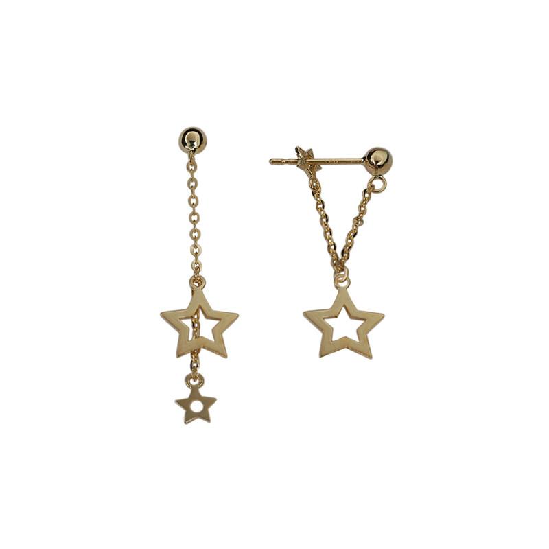925 Sterling Silver Plated 14k Gold Simple Star Tassel Earrings Women Classic Fashion Wedding Party Jewelry Accessories