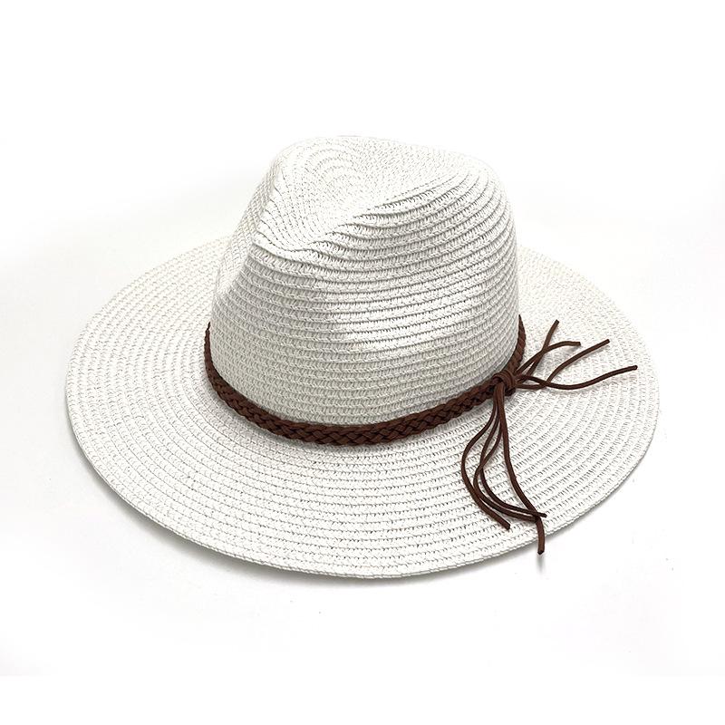 Men's and women's summer Panama straw hat Korean fleece beach sun protection cowboy top hat Wide brim outdoor sun hat