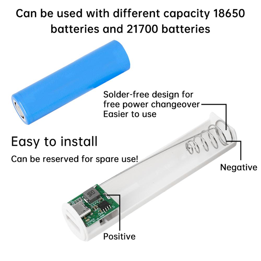 DIY Mobile Power Shell 18650/21700 Charge Power Box 5V/2A Type-C Fast Charging Cylindrical Aluminum Welding-Free Power Bank Case