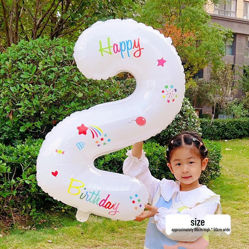 White Number Balloons for Kids' First Birthday Party Decorations