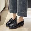 Plus Size Single Shoes Women's Autumn New Round Toe Deep Mouth Metal Chain Platform Casual Landslide Heel Loafers