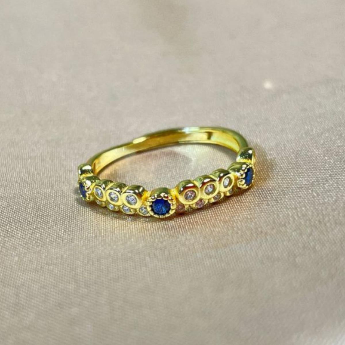 

Женское кольцо «Соты» с голубым бриллиантом: Серебро 925 пробы, Регулируемый размер, Японский дизайн легкой роскоши. Open Adjustable