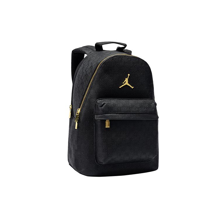 Jordan Monogram Series Gold Label 23L Synthetic Leather Backpack Unisex Backpack Black JD2543012AD-001