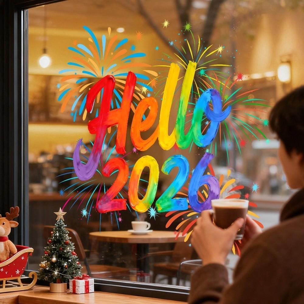 Self Adhesive Festival Party Sticker 2026 New Year Electrostatic Glass Sticker Window Decoration