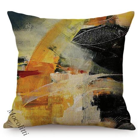 Modern Abstract Oil Painting Decoration Cushion Cover Colorful Graffiti Art Square Pillowcase Home Decor Room Bed Cushion Cover