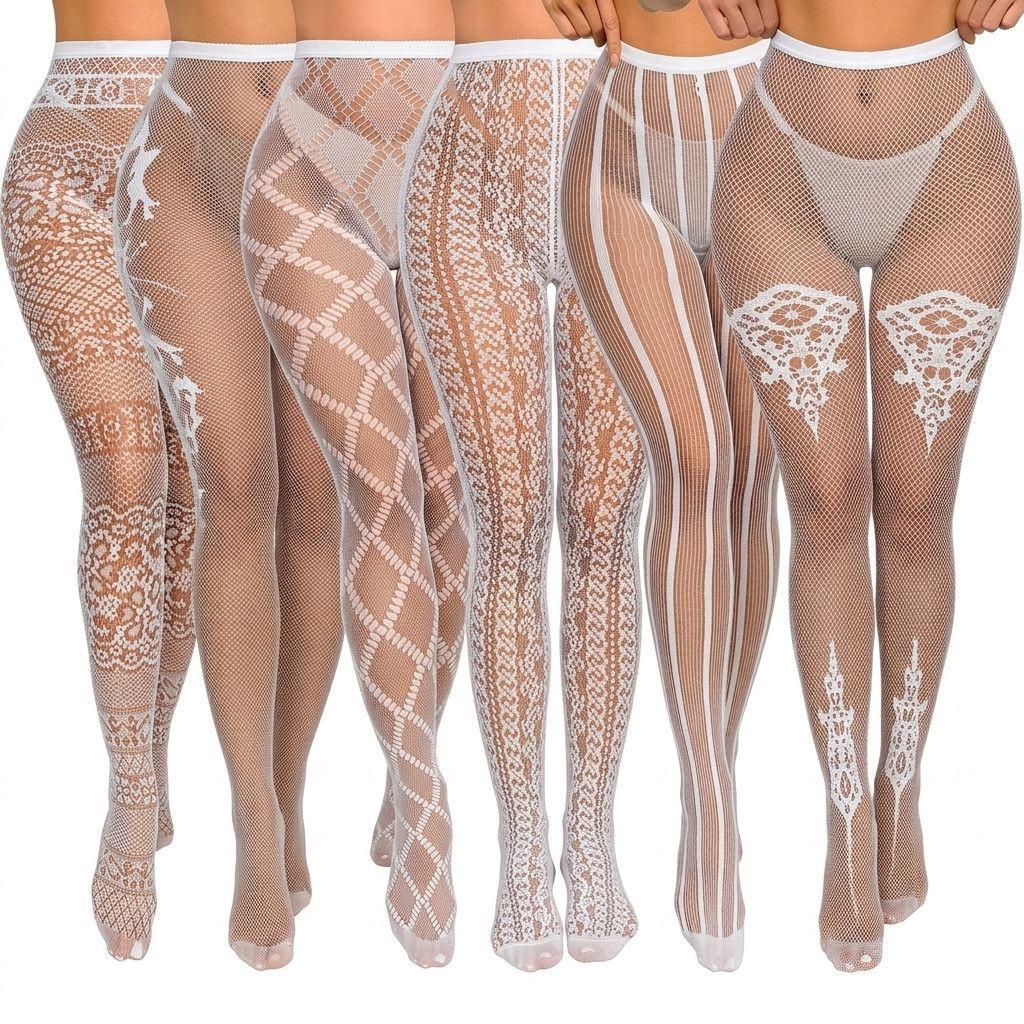 Sexy Fishing Net Socks Women's Hollow Jacquard Pantyhose High Elasticity Thin Lace Mesh Stockings