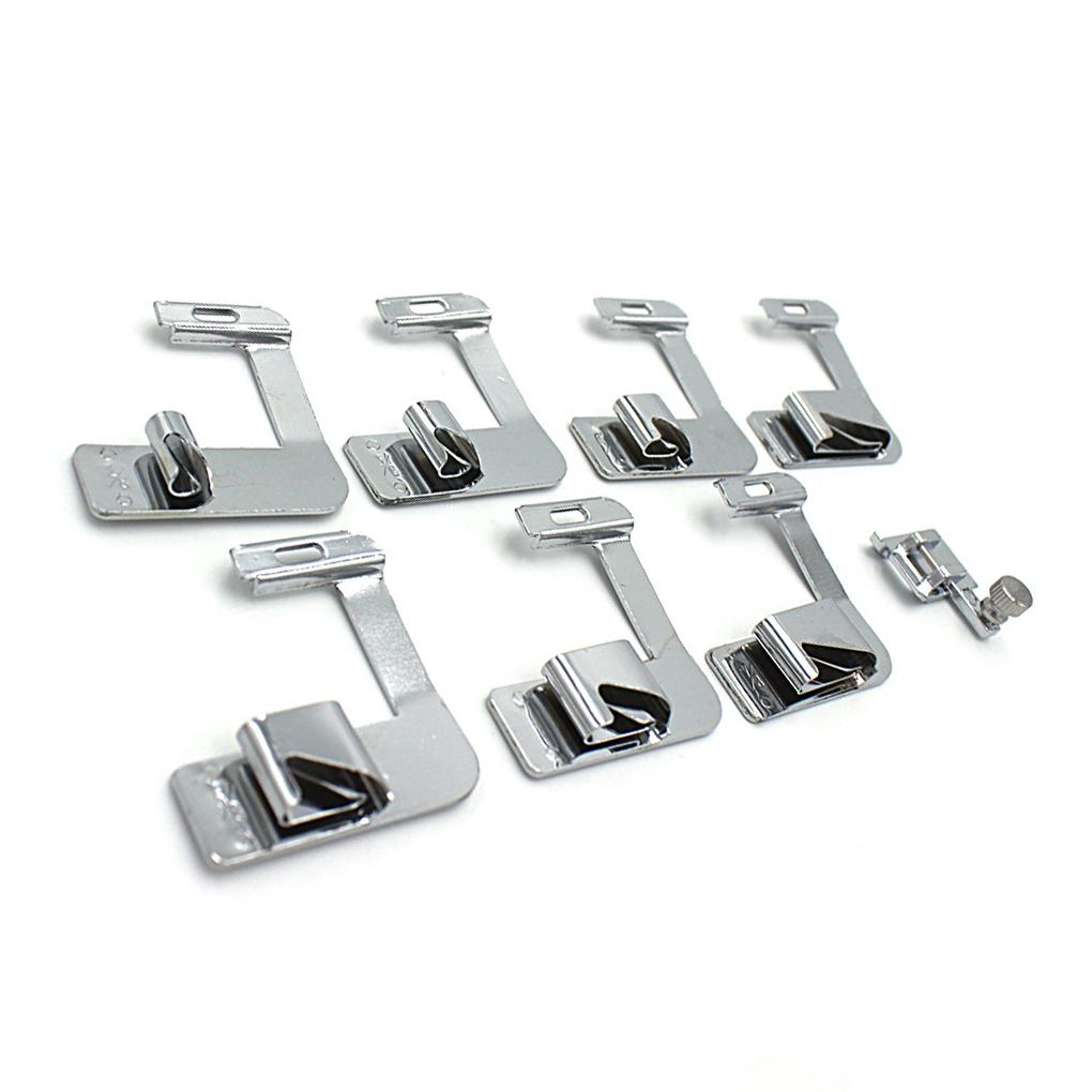 

Rolled Hem Presser Foot Zinc Alloy Sets Sewing Machine Wide Hemmer Set 2/8 3/8 4/8 5/8 6/8 7/8 8/8inch for Low Shank Equipment