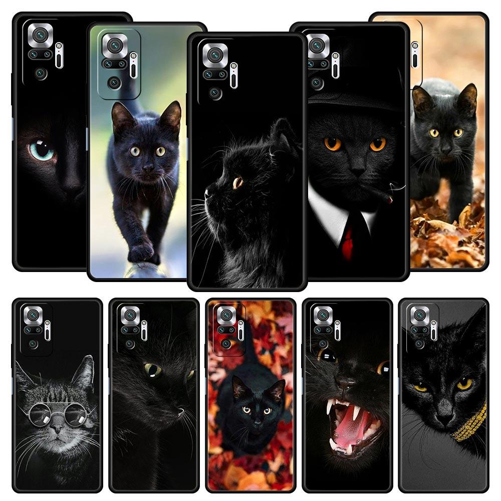 Schwarze Katze Starrendes Auge Handyhülle Für Xiaomi Redmi Note 12 5G 11 10 Pro Plus 9S 9 8 7 9T 8T 10C 9C 9A 5G K50 Gaming Weiche Hülle