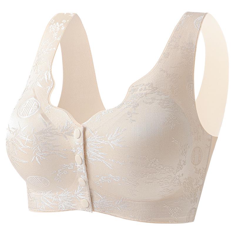 Nahtloser Jacquard-Westen-BH mit Knopfleiste für Übergrößen für reife Frauen