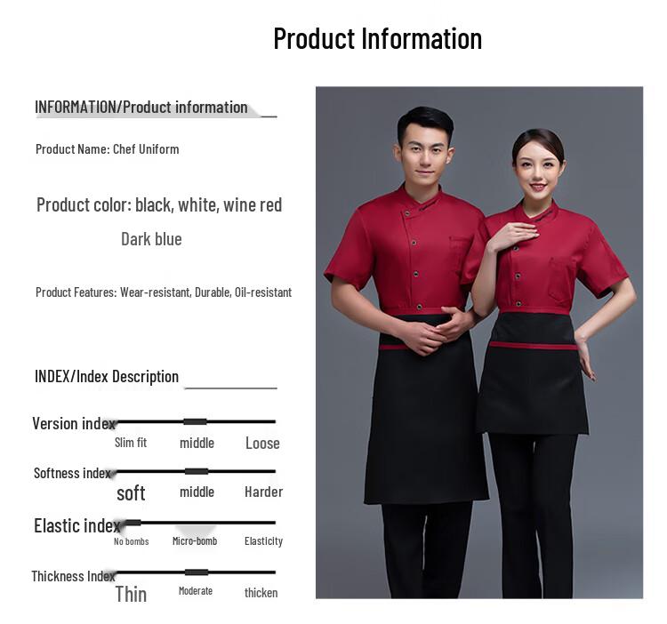 Unisex Short-Sleeve Chef Uniform Set with Apron & Hat