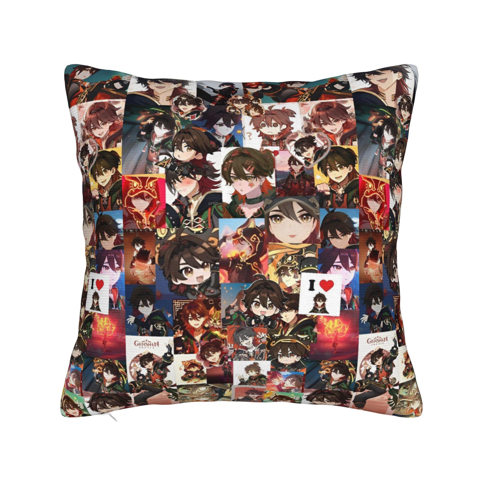 

Genshin Impact Characters Collection Pillowcase Printed Cushion Cover Decorative Video Games Cartoon Throw Pillow Case Cover 30cm x 30cm