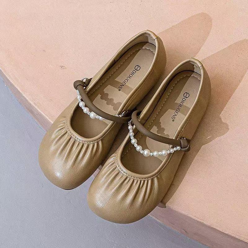 

Fashion beads retro Mary Jane women s shoes summer new shallow mouth flat sole single shoes soft sole Doudou shoes 35