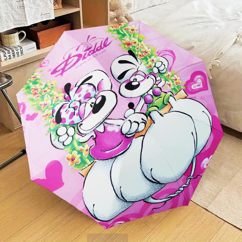 Diddl Love And Friendship In Pastel Umbrella Folding umbrella, automatic umbrella 8-Frame for Travel, camping Use Gift for Halloween Christmas