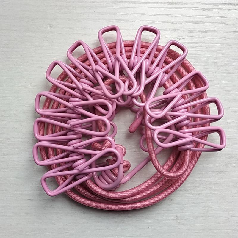 

Портативная бельевая веревка с 12 зажимами, выдвижная сушилка для белья, веревка для сушки одежды, веревка для подвешивания одежды на открытом воздухе 180cm розовый