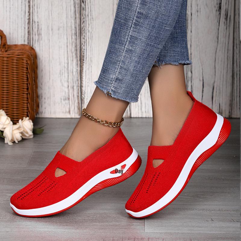 Women's Plus Size Breathable Flyknit Shoes – Cross-Border Single Style