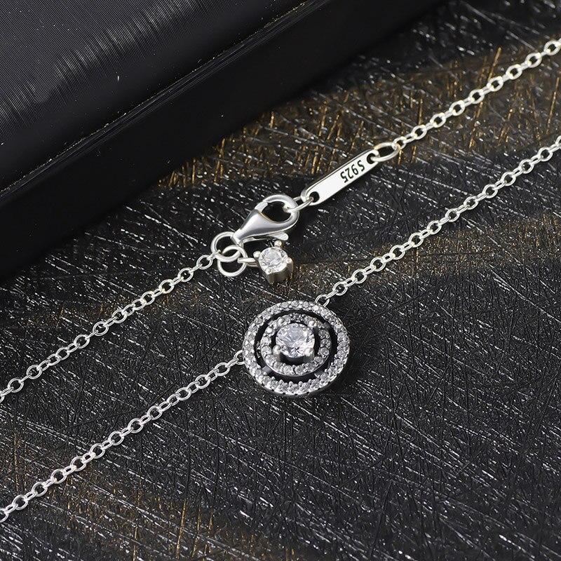 Top Quality S925 Silver Women Necklace Sparkling Double Halo Collier Necklace Birthday Wedding Gift Girl Lady Jewelry