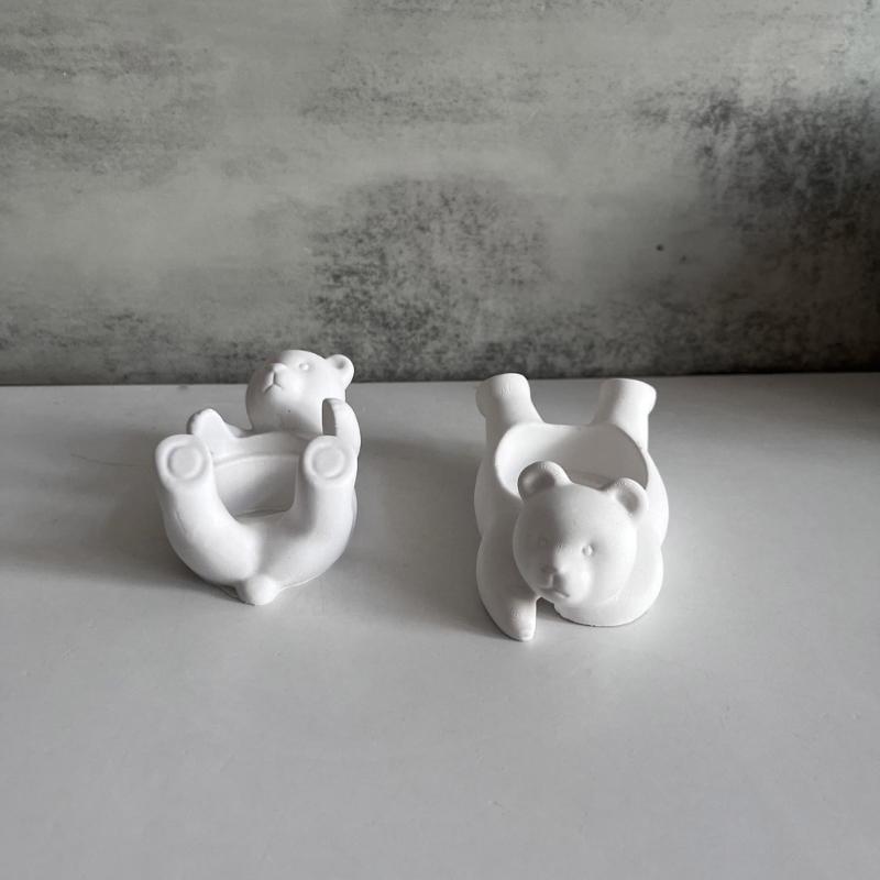 Candle Holder Silicone Mold Candle Bracket Molds Bear Shape Handmade Art Supplies Suitable for Making Candle Holder