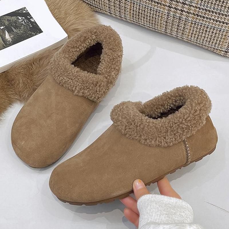 Loafers Shoes Short Plush Suede Women Ankle Boots Fur Warm Winter Snow Boots Fashion Warm Woman Boots 2026 Walking Mujer Zapatos