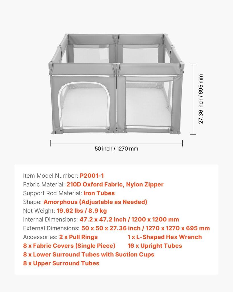 Cercadinho para Bebê, 1200 x 1200mm Cercadinho Dobrável para Crianças Pequenas, Cerca de Bebê para Uso Interno/Externo com Porta com Zíper e Malha Macia Respirável, Sem Frestas para Crianças Pequenas