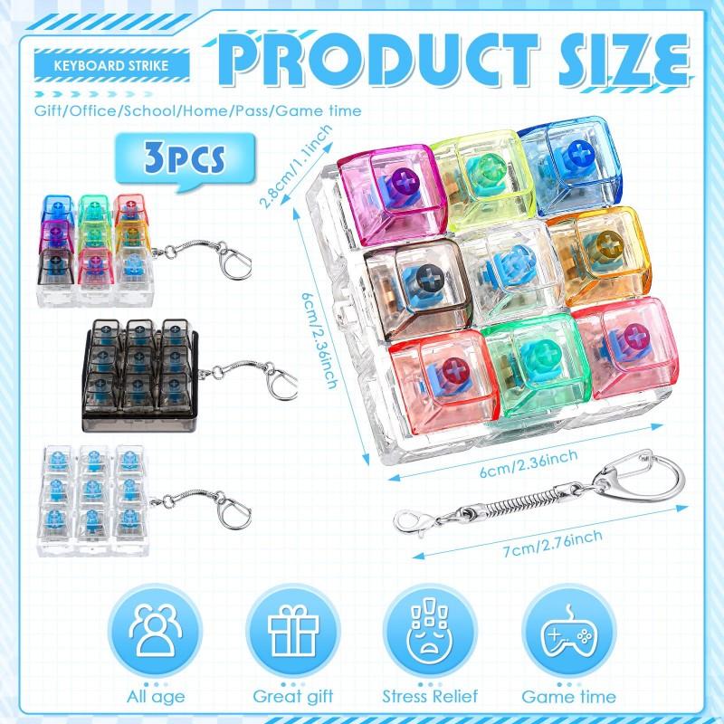 Relaxing DIY 9 Keys Keyboard Fidget Toy, Fidget Clicker Keyboard Fidget Keychain, Button Fidget Gifts for Adults To Relieve Stress and Pass Time