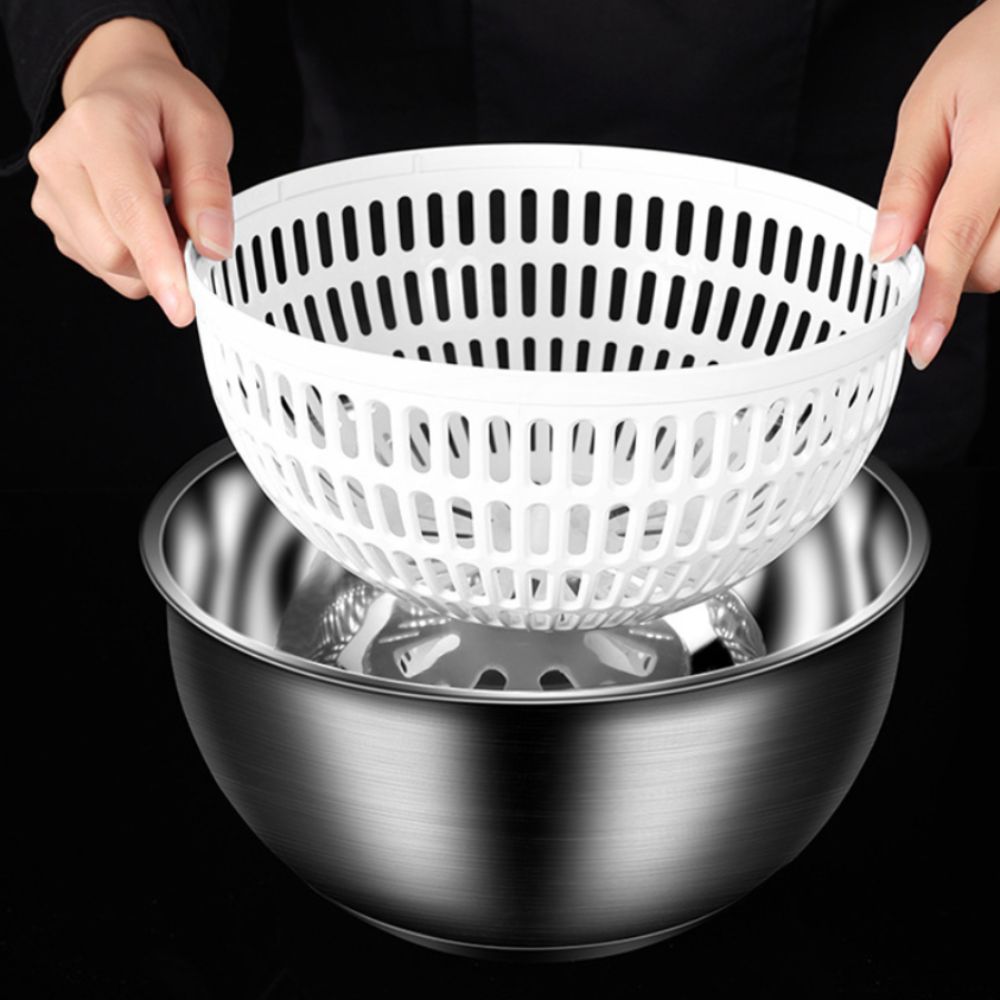 Handmatige Groentedehydrator Roestvrij Staal Fruitwasser Saladeslinger Keukenaccessoires
