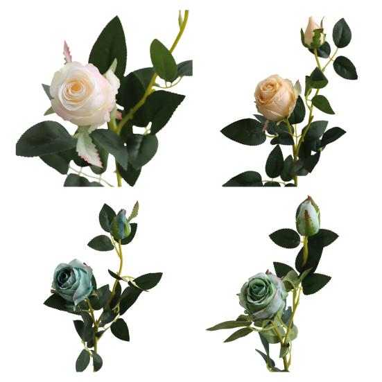 Artificial Flower Faux Silk Flower Fabric Soft Pliable Petals Flexible Stems Fake Roses Home Decor Wedding Bouquets Photo Props