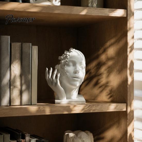 Artistic Tension Sculpture Abstract Broken Face Art Sculpture, Nordic Minimalist Plastic Statue, 3D Printed Deconstructive Ornament for Living