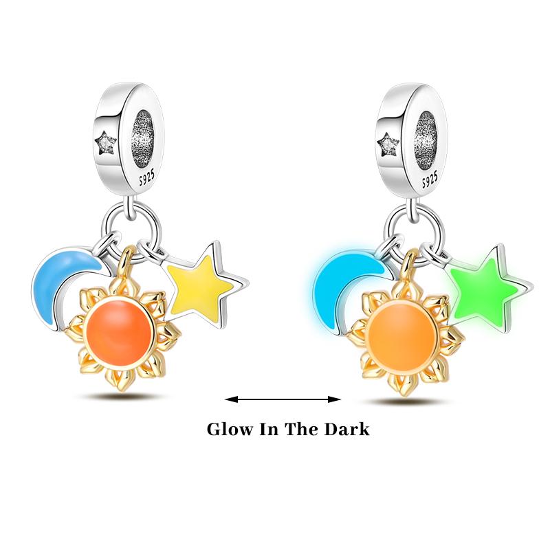 Copper Color Fireflies Bees Stars Turtles Luminous Charms Beads Fit 3Mm Original Bracelets Diy Jewelry Gift