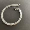2Pcs 5mm Side Chain Necklace Full Side Snake Chain Bracelet Flat Chain Bracelet  Fashion Jewelry