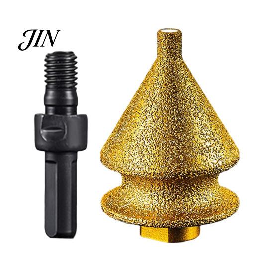 Ceramic Tile Drill Bit Diamond Chamfering for Grinder, 4-in-1 Hole Saw, Beveling Grinding Head Quartz Chamfering/Hole Enlarging/Polishing/Arc