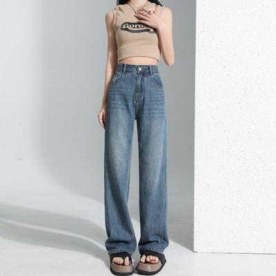 Tennis Jeans for Women In Summer Thin High Waist Drooping Wide-leg Jeans for Women In The Floor