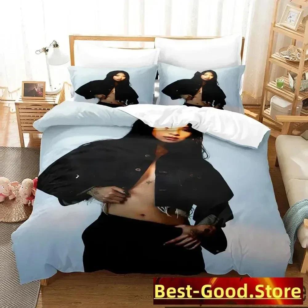 

3D Print Rina Sawayama Singer Bedding Set Printed Bed Set With Pillowcase Bed Duvet Cover Soft Queen King Size Bedclothes Home 70x133cm 2pcs