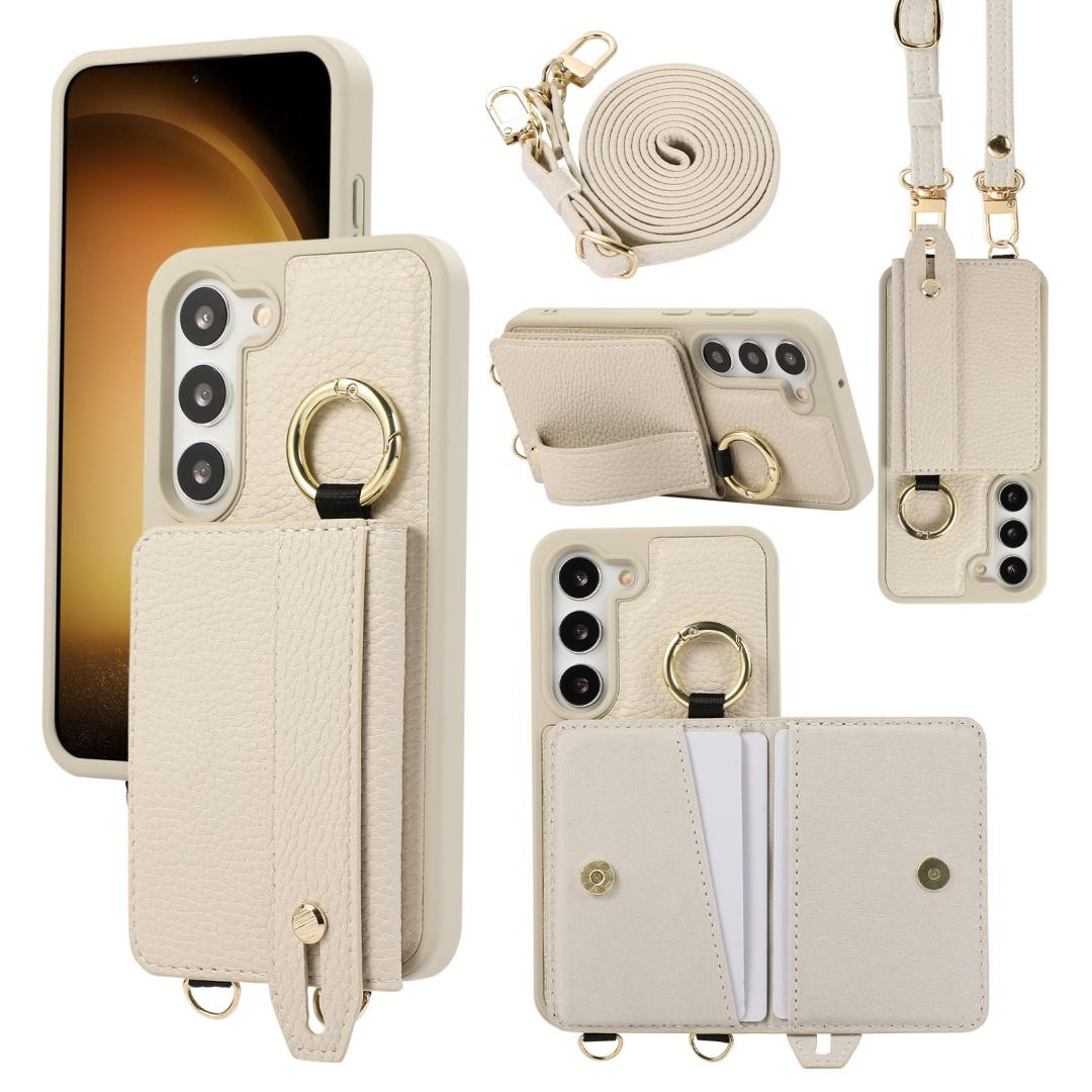 

For Samsung Galaxy S23 & S23 Plus Case PU Leather Wallet Bag Grip Strap Holder Shoulder Long Crossbody Lanyard Ring Clasp Cover PU Leather&Galaxy S23
