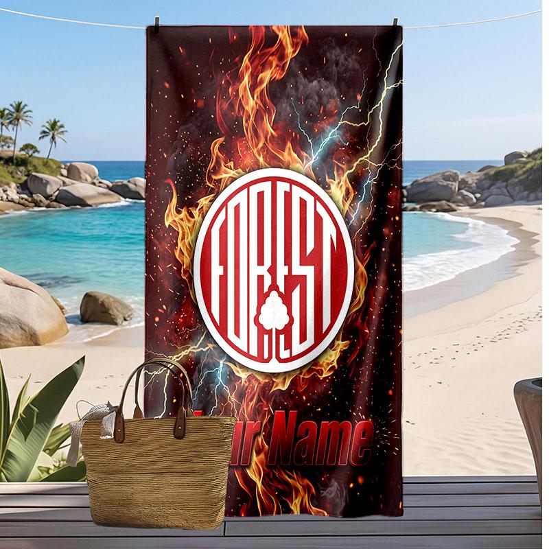 Telo Mare Personalizzato Stampato Nottingham Forest FC Logo Calcio Supporto Nome Personalizzato Testo Asciugamano Assorbente Per Sport Viaggio Regalo Speciale