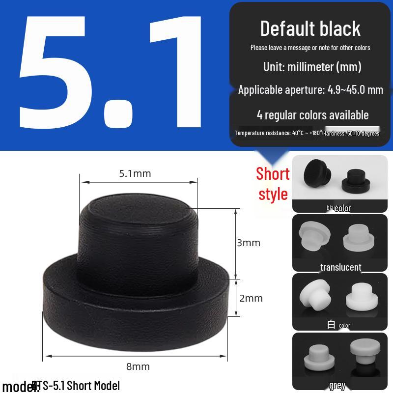Black High-Temperature Resistant T-Shaped Silicone Stopper - Round Hole Rubber Gasket & Shock-Absorbing Blind Plug