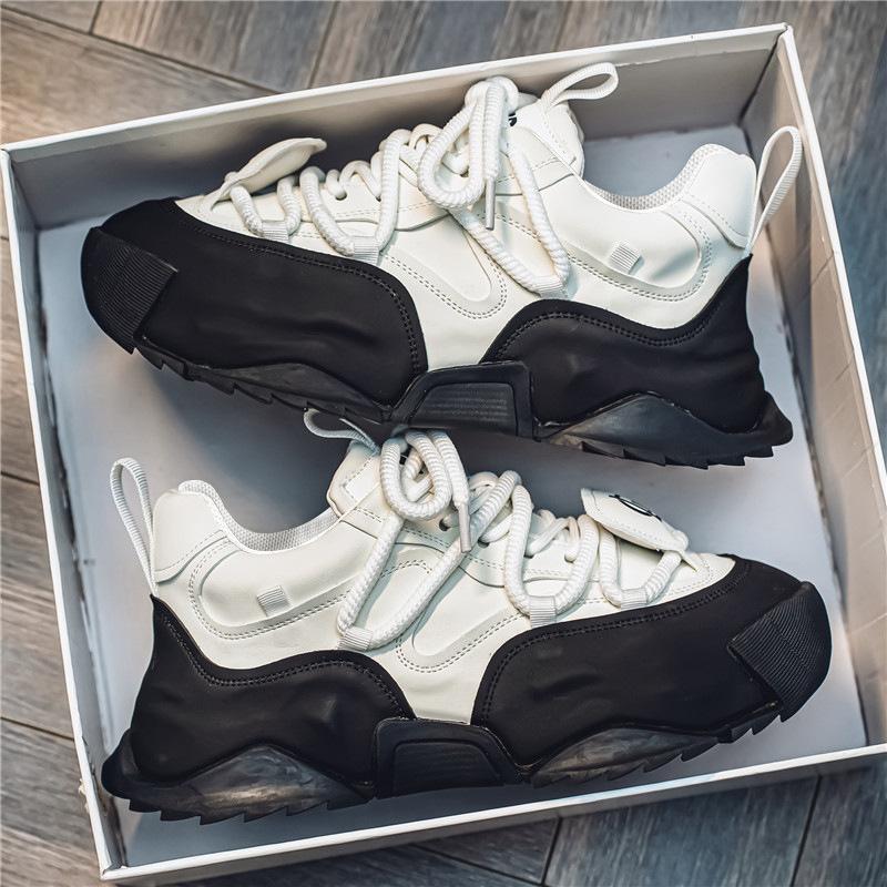 New Men's Niche Design Low Top Thick Soled Casual Shoes Comfortable Versatile Non Slip Trend Chunky Sneakers 2025