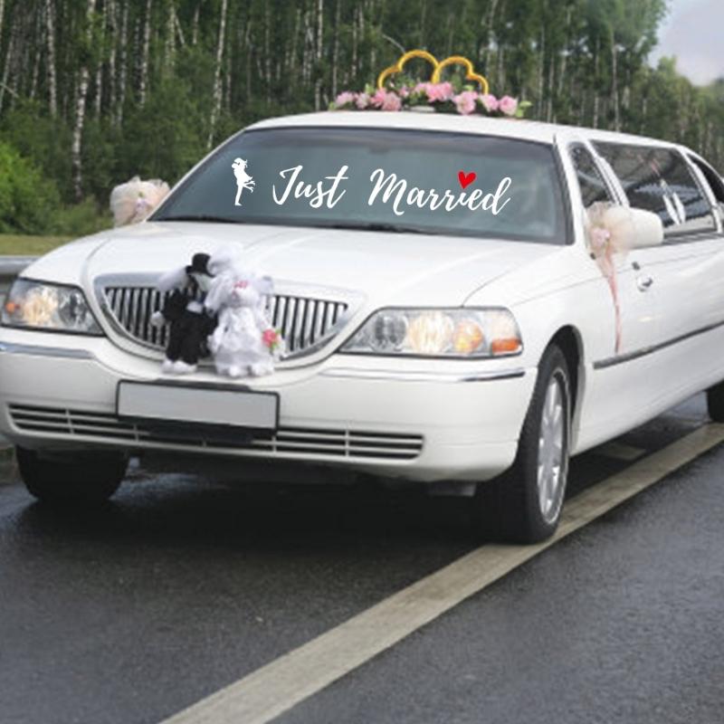 Removable Wedding Car Decals Just Married Vinyls Stickers For Bridal Shower Party Home Decorations Window Murals Gift
