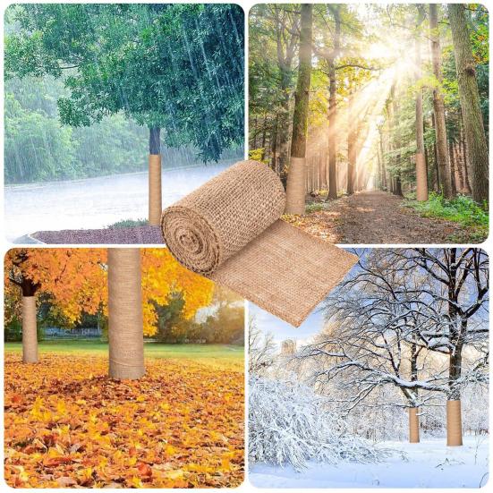 Natural Burlap Tree Protection Wrap Wide Winter Plant Warming Belt Jute Trunk Guard Protector Antifreeze Bandage