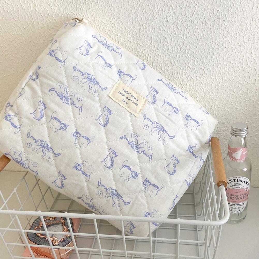 Gesteppte Make-up-Tasche Damen Reise Kosmetiktasche Groß Kosmetikhalter Etui Ästhetisch Tragbare Kosmetiktasche Floral Kulturtasche
