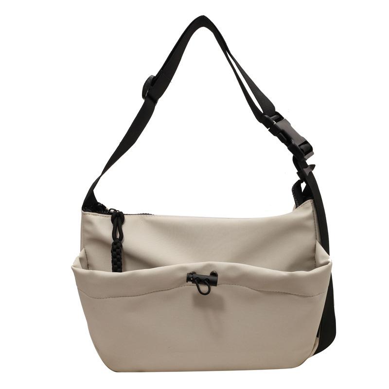 Specially for Solid Color Oxford Fabric Crossbody Bag Casual Cloth Bag Drawstring Wide Shoulder Strap Shoulder Bag