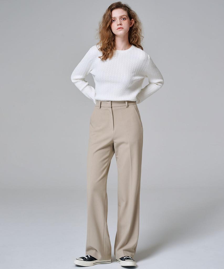 MALOUPE 2115 Stretch Semi-Wide Pants (Beige)