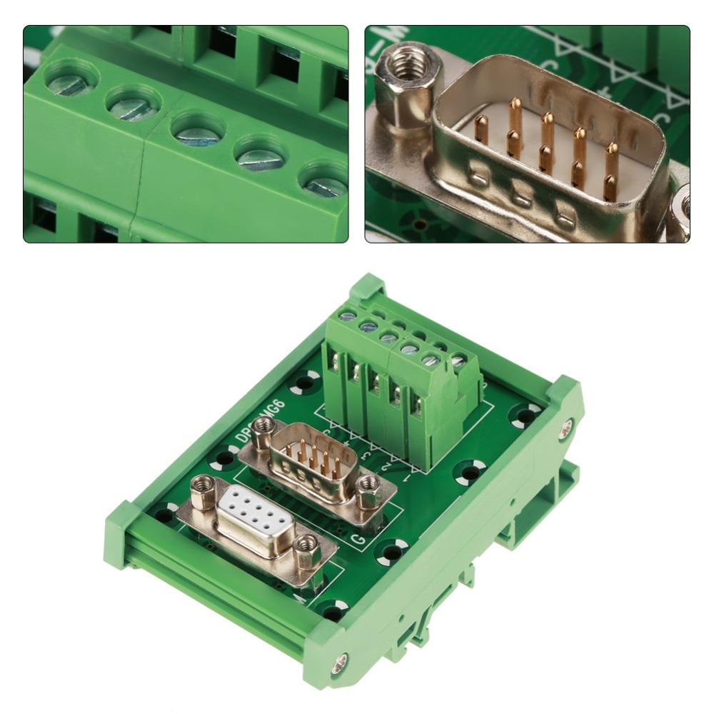 DB9-MG6 DB9 Breakout Board Male / Female Connector DIN Rail Mount Terminal Blocks Module DB9 Interface Module
