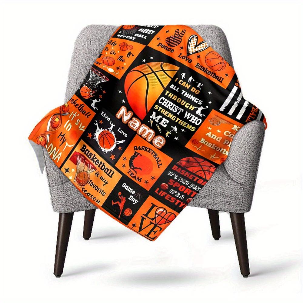 Basketballthemed Home Customize Your Name Blankets Comfortable Soft Lightweight Allseason Multipurpose Blanket For Picnics Sofas Offices Beds Living