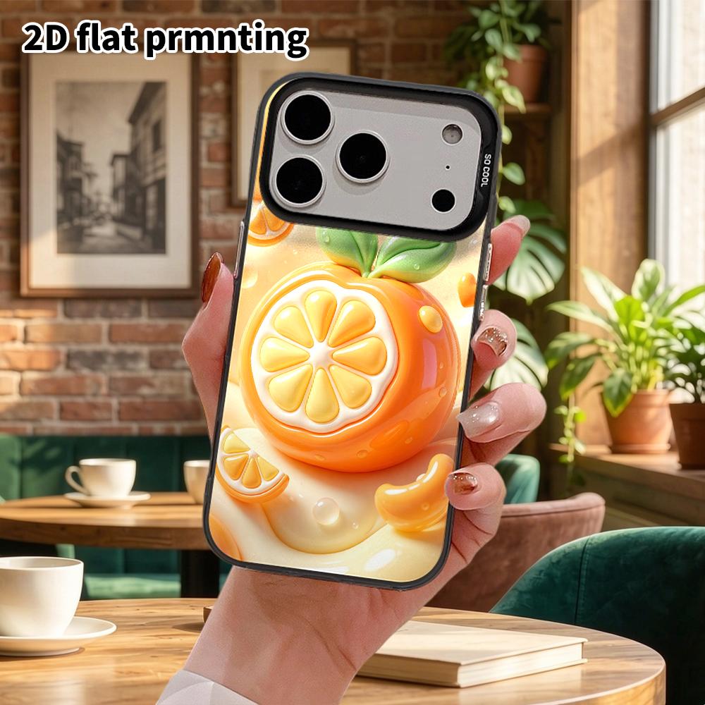 Phone Case: 2D Flat Design, Suitable for iPhone 18 17 16 15 14 13 Pro Protective Case, Cartoon Orange, Perfect Christmas and Halloween Holiday Gift