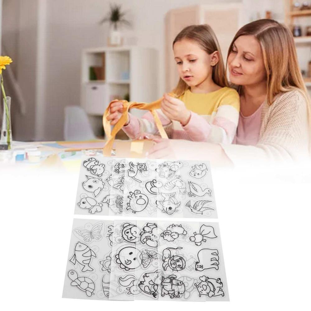 8pcs Colorable Shrink Plastic Sheets Hand Painted Shrink Film Sheets DIY Ornaments