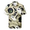 Herren Freizeithemd Kurzarm Button-Down Halloween-Print Leichtes Atmungsaktives Gewebe Lockere Passform Hemd für den Alltag