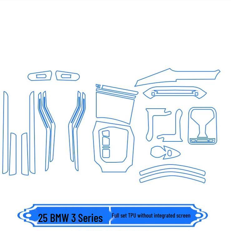 BMW 3 Series (23-25) Interior Film Kit: I3 Console Sticker & 325li Screen TPU Protector.