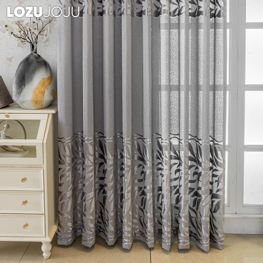 1PC LOZUJOJU Advanced European 40-70% Blackout Blue and Gray Jacquard Curtains for Living Room Bedroom Home Decor