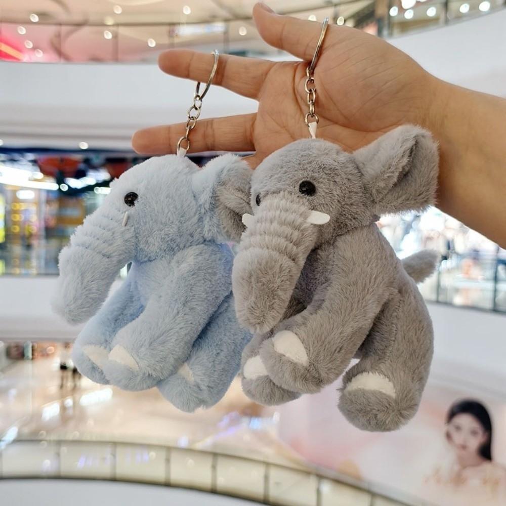 Fluffy Texture Plush Elephant Keychain Soft Plush Material Bag Charm Pendant  Gift for Kids