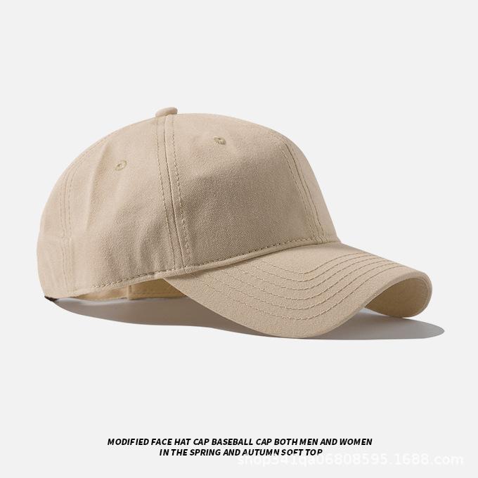 Pure cotton double-layer solid color large-size hat, men's soft-top baseball cap, sun-protective, simple design, also suitable for women